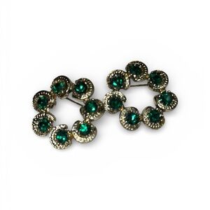 St. Patrick’s day SET 2 green and gold wreath brooch